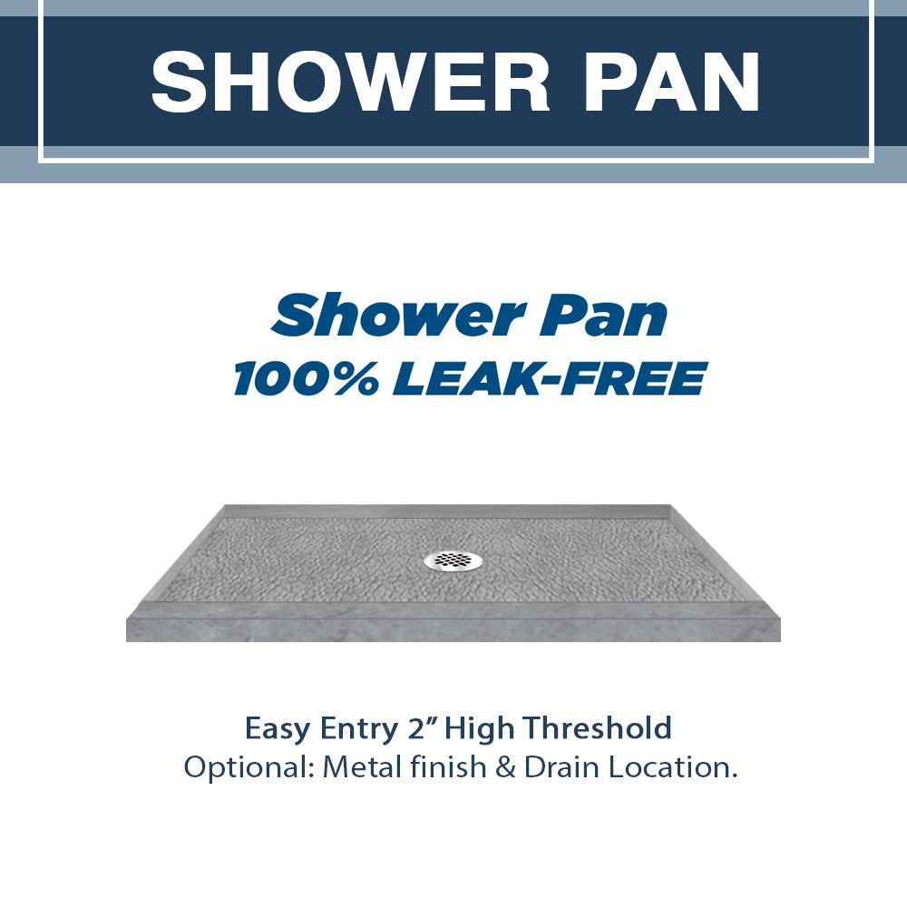 Freedom 60" Alcove Grio Medici Marble & Pebble Stone Accent Shower Remodel Kit
