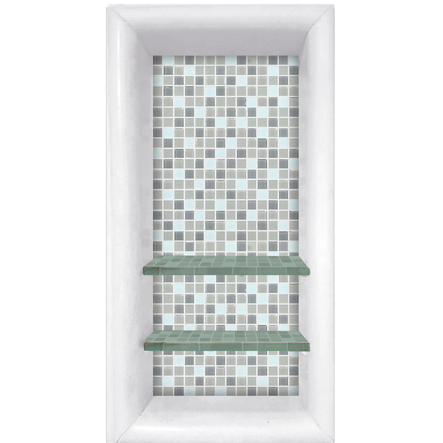 Mosaic Tile Vertical Shampoo Shelf  Shower Detail - American Bath Factory