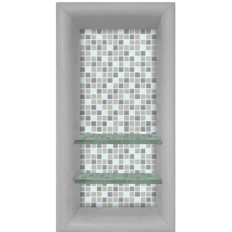 Mosaic Tile Vertical Shampoo Shelf  Shower Detail - American Bath Factory
