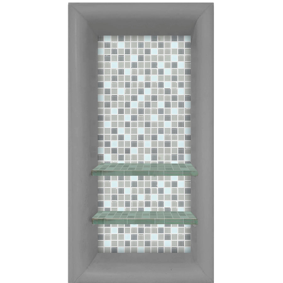 Mosaic Tile Vertical Shampoo Shelf  Shower Detail - American Bath Factory