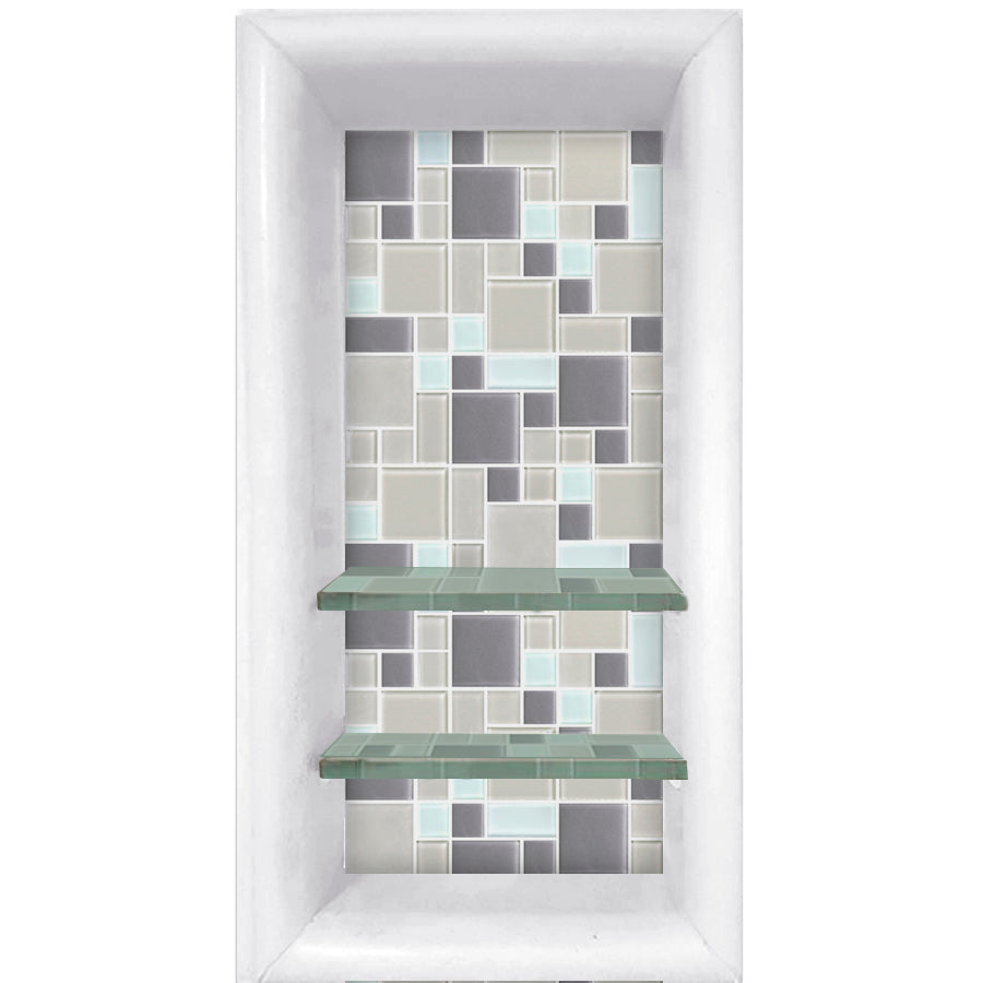 Mosaic Tile Vertical Shampoo Shelf  Shower Detail - American Bath Factory