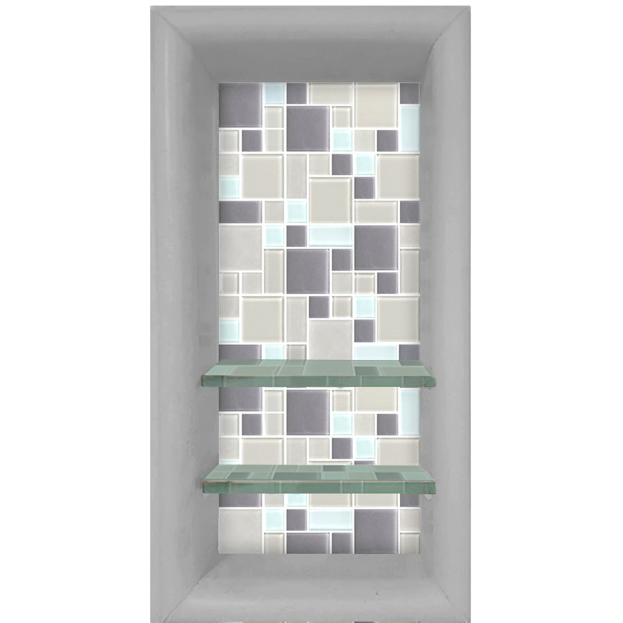Mosaic Tile Vertical Shampoo Shelf  Shower Detail - American Bath Factory