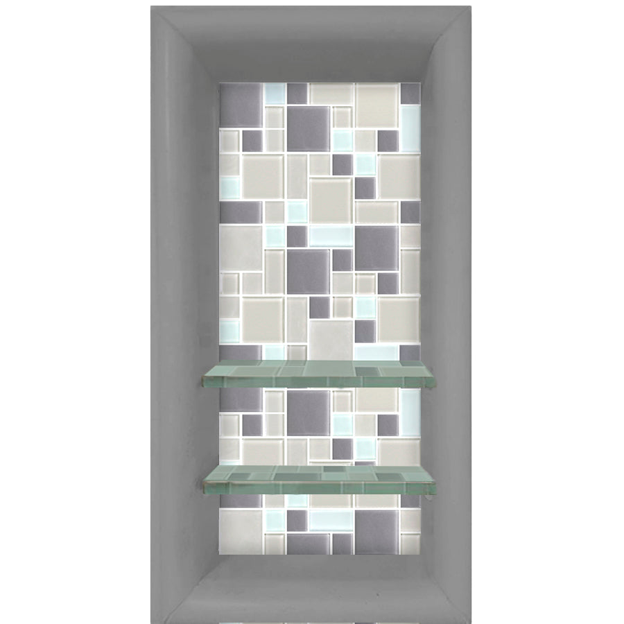Mosaic Tile Vertical Shampoo Shelf  Shower Detail - American Bath Factory