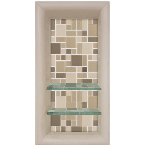 Mosaic Tile Vertical Shampoo Shelf  Shower Detail - American Bath Factory