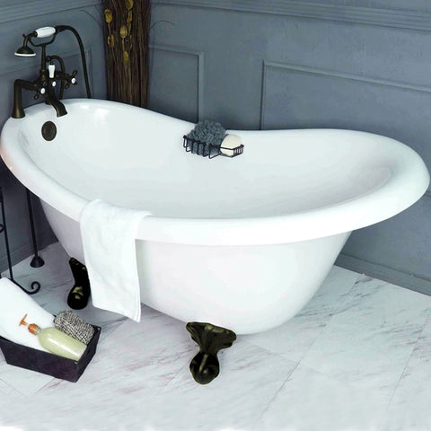 Slipper Claw Feet 60” Bathtub Old World Bronze & Integrated Drain  Google Ad Clawfoot - American Bath Factory