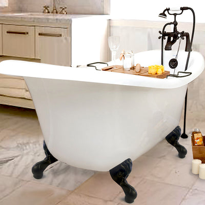 67 Inch Clawfoot Bathtub Slipper (Includes Faucet and Drain)