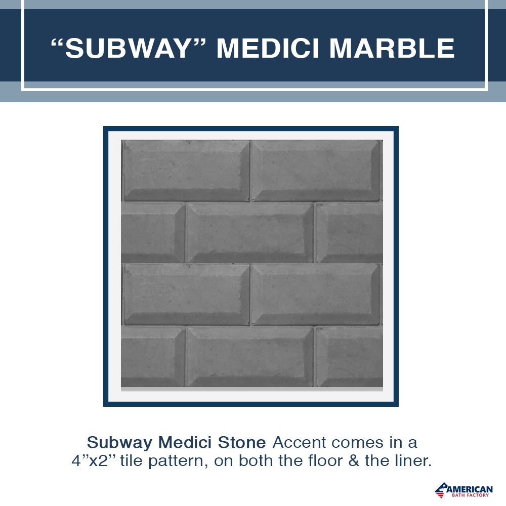 Corner Grio Medici Marble & Subway Stone Accent Shower Remodel Kit