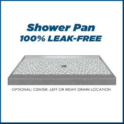 Clearance-60" X 36" Wet Cement Del Mar Mosaic Stone Shower Kit W/Glass Door