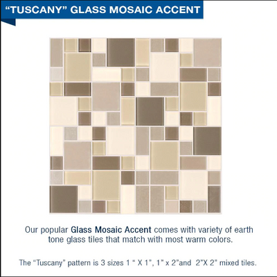 Clearance-36" X 36" Rafe Marble Tuscany Mosaic Shower Kit W/Glass Door