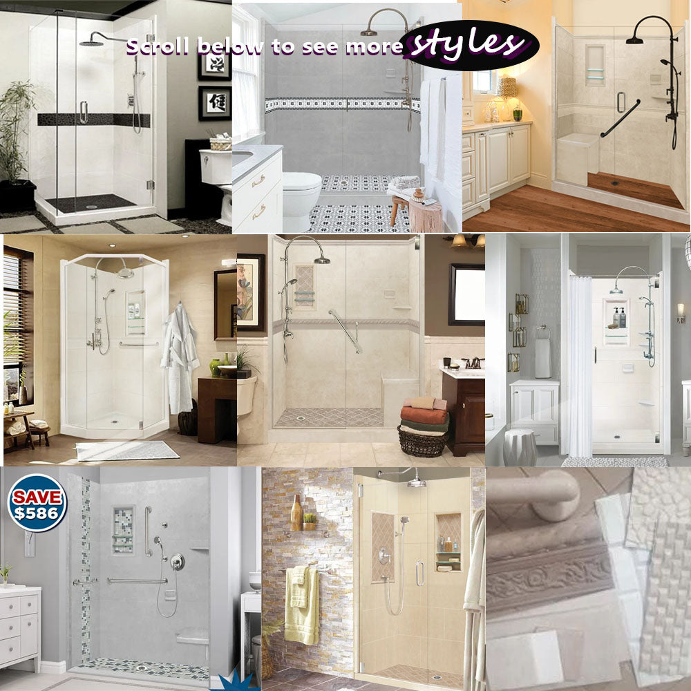 Custom Showers Your Way (Includes: Neo Corner Pan, Walls, Thresholds, and Optional Glass)