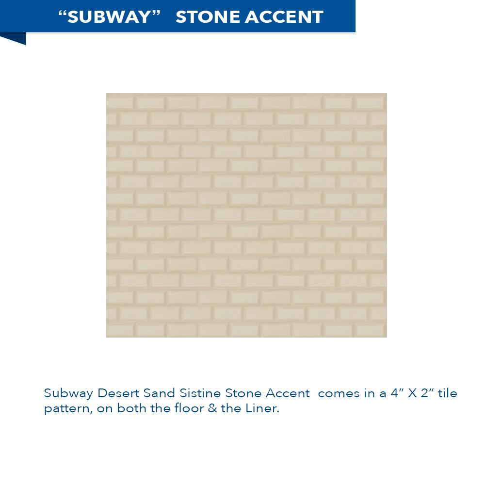 60" Alcove Desert Sand Sistine Stone & Subway Stone Accent ("DIY Shower Remodel Kit")