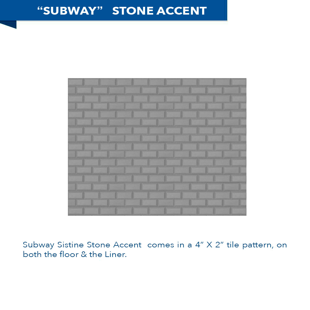 Natural Buff Corner Stone Shower Kit with Subway Wet Cement Accent