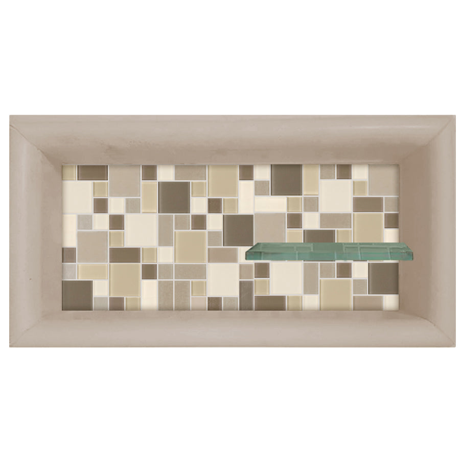 Mosaic Tile Horizontal Shampoo Shelf  Shower Detail - American Bath Factory