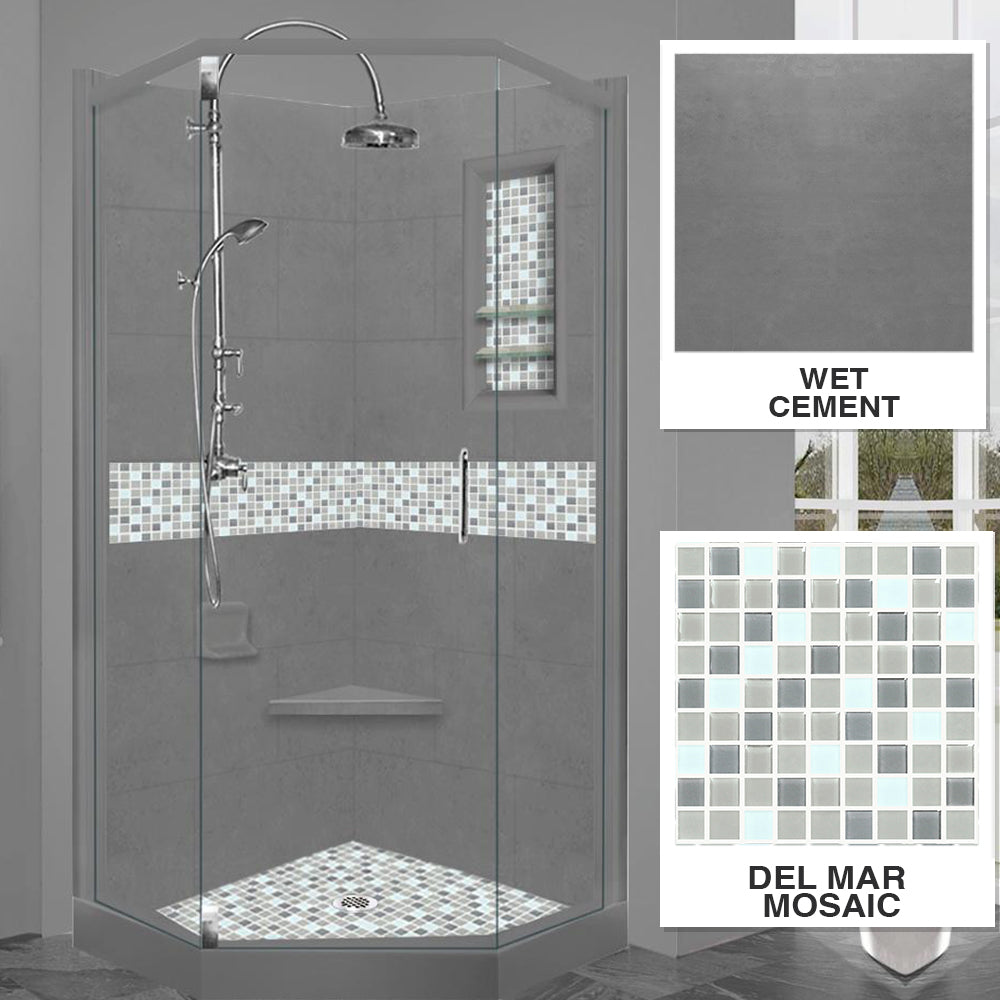 Neo-Angle Wet Cement Sistine Stone & Del Mar Mosaic Accent ("DIY Shower Remodel Kit")