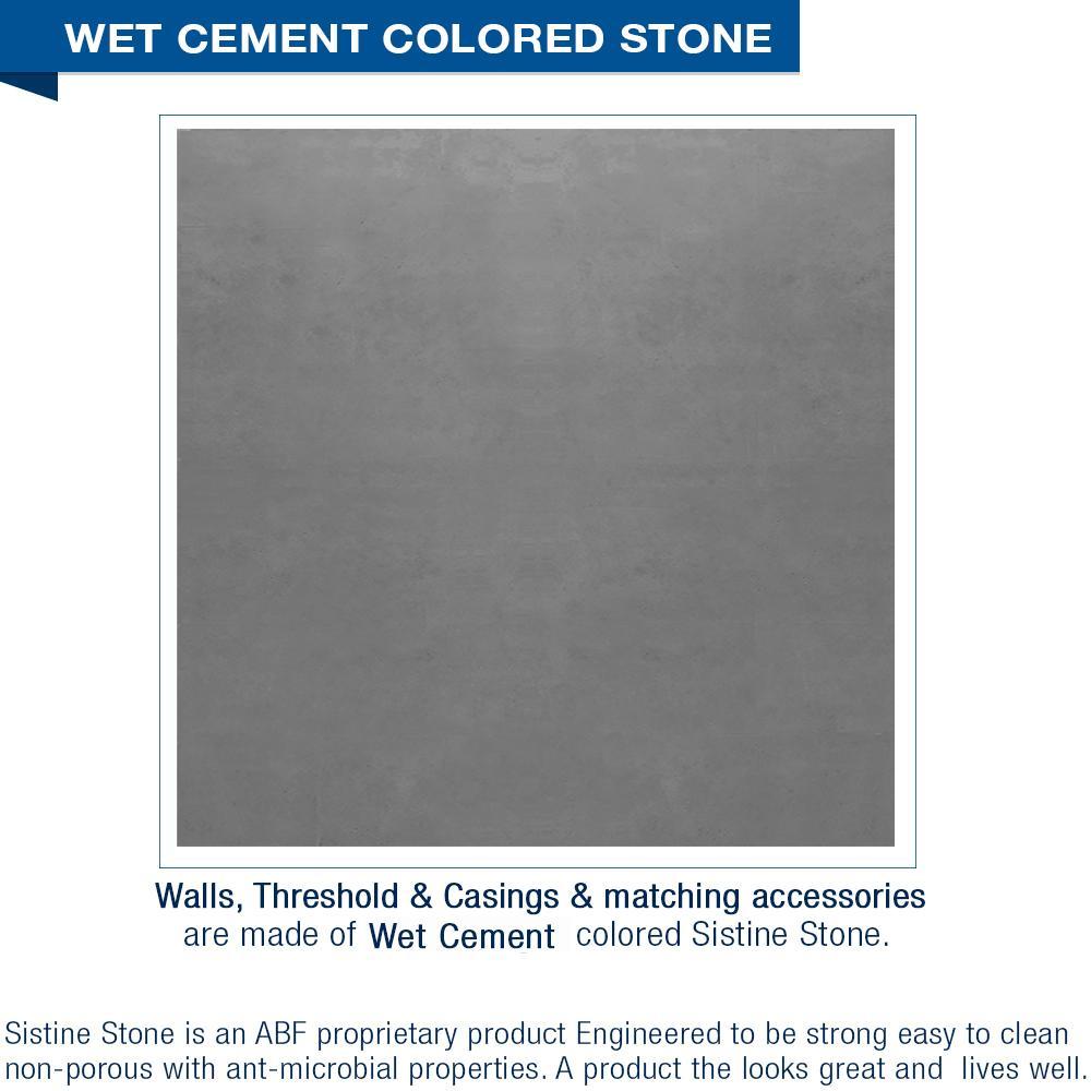Pebble Wet Cement 60" Alcove Stone Shower Kit
