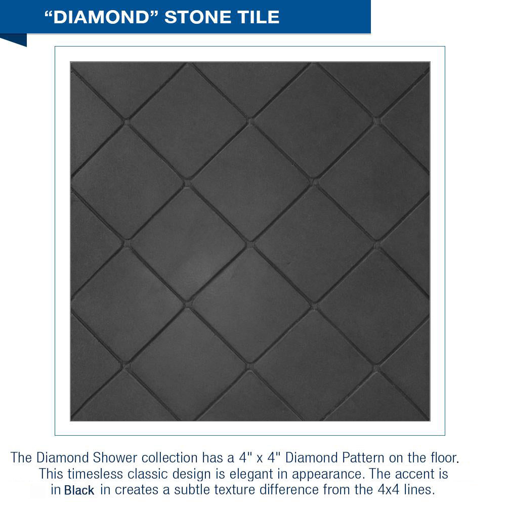 Diamond Solid Wet Cement Small Alcove Shower Enclosure Kit