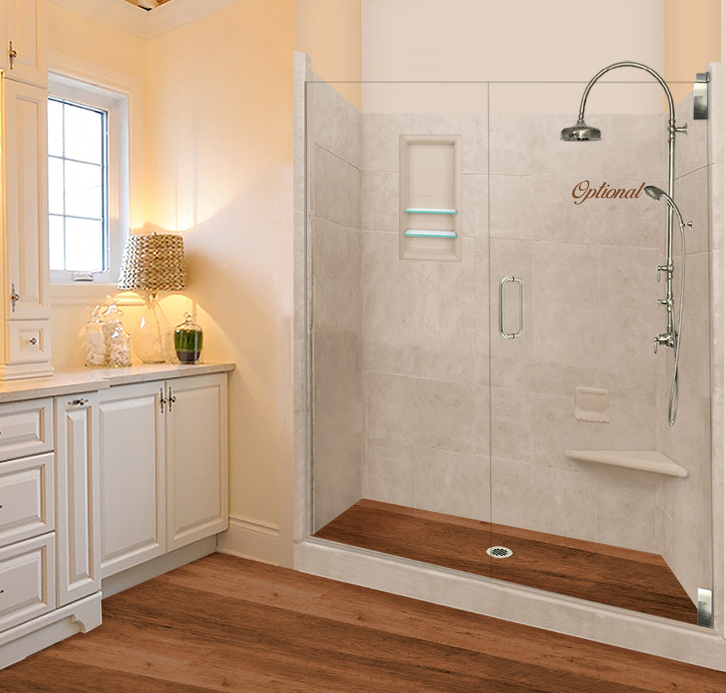 Stone & Wood Shower Kit LifeProof Burnt Oak 60 x 30 Grand Alcove  Google Ad Shower - American Bath Factory