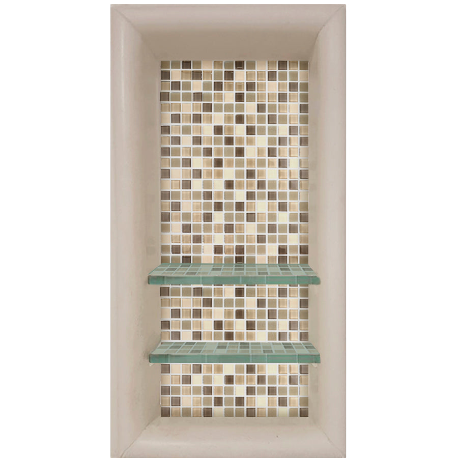 Mosaic Tile Vertical Shampoo Shelf  Shower Detail - American Bath Factory