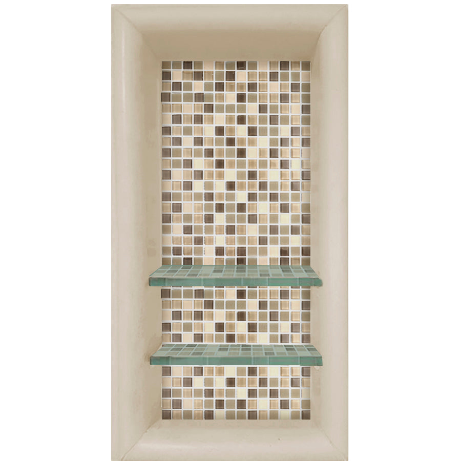 Mosaic Tile Vertical Shampoo Shelf  Shower Detail - American Bath Factory