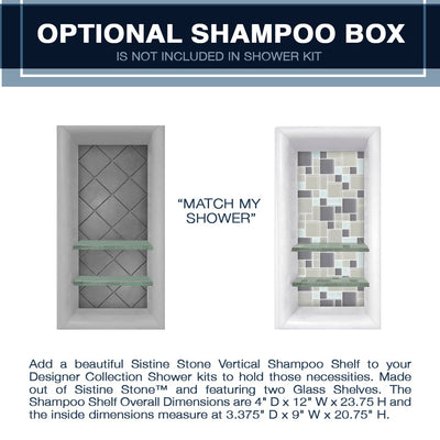 Clearance-36" X 36" Grio Marble Del Mar Mosaic Shower Kit W/ Glass Door